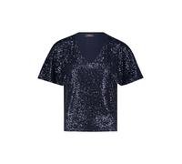 Kurzarmshirt VERA MONT "Vera Mont Blusenshirt kurzarm", Damen, Gr. 46, blau (night sky), Obermaterial: 93% Polyester, 7% Elasthan. Futter: 92% Polyamid, 8% Elasthan., festlich, figurbetont normal, V-A