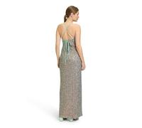 Vera Mont Abendkleid figurbetont, feminin, V‑Ausschnitt, lang – blau gemustert Gr. 40