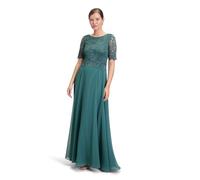 Abendkleid VERA MONT "Damen mit Spitze", Damen, Gr. 42, Normalgrößen, grün (schwarz emerald), Obermaterial: 100% Polyester; Futter: 100% Polyester, ausgestellt lang, Rundhals, Kleider Abendkleid, Spit