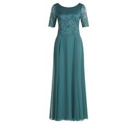 Abendkleid VERA MONT "Damen mit Spitze", Damen, Gr. 48, Normalgrößen, grün (schwarz emerald), Obermaterial: 100% Polyester. Futter: 100% Polyester, ausgestellt lang, Rundhals, Kleider Abendkleid, Spit