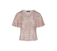 Kurzarmshirt VERA MONT "Damen kurzarm", Damen, Gr. 44, gold (cream, gold), Obermaterial: 93% Polyester, 7% Elasthan; Futter: 92% Polyamid, 8% Elasthan, festlich, figurbetont normal, V-Ausschnitt, Shir