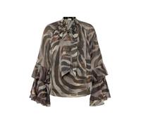 Vera Mont Damen Chiffonbluse mit Volant 42, Brown/Brown