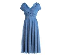Cocktailkleid VERA MONT "Damen im Glitzer-Look", Damen, Gr. 42, Normalgrößen, silber, light blau, Netz, Obermaterial: 100% Polyester; Futter: 100% Polyester, ausgestellt kurz, V-Ausschnitt, Kleider, S