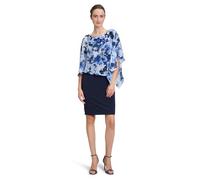 Vera Mont Damen Cocktailkleid mit Blumenprint 42, Dunkelblau/Blau