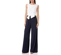 Vera Mont Jumpsuit mit U-Boot-Ausschnitt, Stretch & weitem Bein, Marineblau Gr. 48