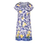Sommerkleid VERA MONT "Vera Mont Sommerkleid mit überschnittenen Ärmeln", Damen, Gr. 40, Normalgrößen, blau (nature, blau), Satin, Obermaterial: 100% Viskose., modisch, figurumspielend kurz, U-Boot-Au