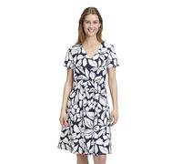 Vera Mont Damen Sommerkleid mit V-Ausschnitt 42, Dunkelblau/Weiß