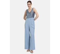 Overall VERA MONT "Vera Mont Jumpsuit mit Pailletten", Damen, Gr. 40, Normalgrößen, blau (light steel blau), Obermaterial: 97% Polyester, 3% Elasthan. Futter: 100% Polyester., elegant, figurumspielend