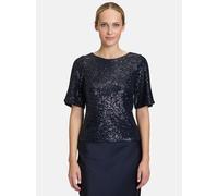 Kurzarmshirt VERA MONT "Vera Mont Pailletten-Top mit Flügelärmeln", Damen, Gr. 40, blau (night sky), Obermaterial: 93% Polyester, 7% Elasthan. Futter: 100% Polyester., festlich, figurbetont normal, Ru