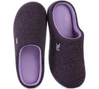 VeraCosy Damen Zweifärbig Hausschuhe Weich Bequem Strick Memoryschaum Rutschfest Pantoffeln Elegantes Lila, 38-39 EU