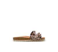 Pantolette VERBENAS "Rocio Roda", Damen, Gr. 36, braun (leo), Veloursleder, Schuhe Pantolette, Sommerschuh, Flat mit geschwungenen Laschenstoff (79858129-36)
