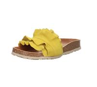 VERBENAS Damen Riemchensandalen Rocio Volante Pantolette Veloursleder Fußbett Bequem Freizeit uni pantolette rüschen beige rocio volante, 37 EU, 330062V-0220
