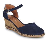 Slingpumps VERBENAS, Damen, Gr. 38, dunkelblau, Veloursleder, unifarben, Schuhe Slingpumps, Keilsandalette, Sommerschuh, Urlaubsschuh mit Bastbesatz (16025740-38) dunkelblau
