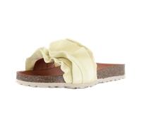 Pantolette VERBENAS "Rocio Roda", Damen, Gr. 37, hellgelb, Veloursleder, unifarben, Schuhe Pantolette, Sommerschuh, Flat mit geschwungenen Laschenstoff (66055713-37) hellgelb