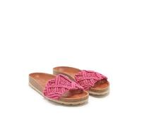 VERBENAS Damen Riemchensandalen Raga Pantolette Textil Fußbett Bequem Freizeit uni Raga Damen pink