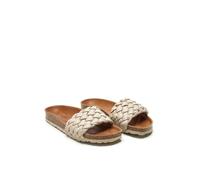 Pantolette VERBENAS "RICA TRENZA SOFT", Damen, Gr. 38, beige, Lederimitat, unifarben, Schuhe Pantolette, Sommerschuh, Schlappen, Strandschuh mit geflochtener Bandage (61513914-38) beige