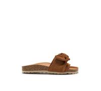 Pantolette VERBENAS "Roxy Roda", Damen, Gr. 40, braun, Veloursleder, Schuhe Pantolette, Sommerschuh, Flat, Pool Slides mit modischer Schlaufe (58606100-40) braun