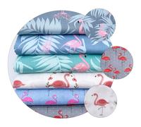 VERDANVERSE Baumwollstoff 6 Stück Flamingo Motiv Selbstgemacht Patchwork Stoffe zum Handarbeiten für Kleine Münztaschen und Coin Taschen