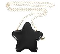 VERDANVERSE Schwarze Umhängetasche für Damen mit Süßem Stern Muster Modische Crossbody Tasche Kleine Größe Kettenriemen für Freizeit und Reisen Schultertasche