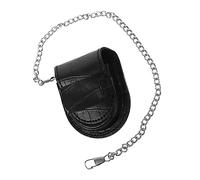 VERDANVERSE Tragbare Retro Hüfttasche Taschenuhr Etui Aus Schwarzem Bambus Muster Leder Mit Weißem Lederband Gürteltasche Für Outdoor Und Alltag