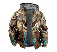 Verdickter Fleece-Hoodie Für Herren - Herbst-Winter-Kapuzenpullover Mit Reißverschluss, Eagle Indian Tribal Native American 3D-Druck, Langärmelige Strickjacke, Jacken, Sweatshirts, Wie Abgebilde