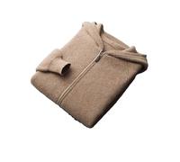 Verdickter Herren-Strickjacke, Wolle, Reißverschluss, Strickjacke, Strickjacke, warmer Mantel, lässiger Cardigan, Braun Grau, L