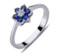 Vergissmeinnicht Halo Diamant Saphir Ring 14 Karat Weißgold