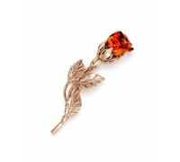 Vergoldete Brosche aus 925 Silber in Tulpenform mit Bernsteinblüte Golders