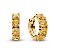 Vergoldete Damen Creolen, Timeless, Zirkonia, gelb