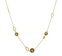 Vergoldete Damen-Halskette aus 925er-Sterlingsilber mit gebürstetem grün-orangefarbenem Edelstein, 45,7 cm + 5,1 cm