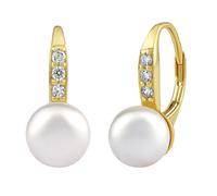 Vergoldete Perlenohrringe CASSIDY aus 925 Silber mit Swarovski® Crystals