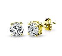 Vergoldete Solitär-Kristall-Ohrstecker mit Zircondia®-Kristallen