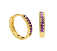 Vergoldete Sterling Silber Amethyst CZ 15mm Huggie Creolen