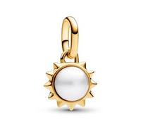 Vergoldeter Mini Charm Anhänger Sonne mit Perle