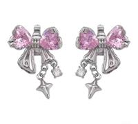 Vergoldeter Schmetterling Kopfhörer Clip Ohrstecker Zubehör Eleganter Koreanischer Stil Mode Schmuck für Damen Mädchen Geschenk Silber Schwarz Lila Blau(L)