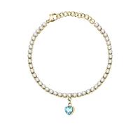 Le Petite Story Tennis Love Steel Cryst Acqu Heart Armband One Size Blue