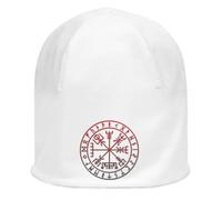 Vergvisir Red Viking Runic Compass Unisex dünne Baumwolle dehnbar weiß Slouch Beanie weiß