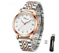 Verhux Elegante automatische Skelett-Damenuhren, zweifarbig, Roségold und Silber, Edelstahl, wasserdicht, Luminos, Damen-Armbanduhren, L8833 Laides Uhren