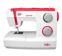 VERITAS Freiarm-Nähmaschine Niki I mit Fußpedal I Einfädelhilfe & Fadenabschneider I 23 Stiche I Einstellbare Stichlänge I LED-Nählicht I Mechanische Nähmaschine für Anfänger (weiß-rot)