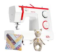 VERITAS Freiarm-Nähmaschine Niki I mit Fußpedal I Einfädelhilfe & Fadenabschneider I 23 Stiche I Einstellbare Stichlänge I LED-Nählicht I Mechanische Nähmaschine für Anfänger (weiß-rot)