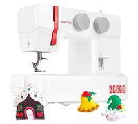 VERITAS Freiarm-Nähmaschine Sarah I mit Fußpedal I Einfädelhilfe & Fadenabschneider I 13 Stiche I Einstellbare Stichlänge I LED-Nählicht I Nähmaschine für Anfänger (weiß-rot)