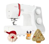 VERITAS Nähmaschine Anna I 32 Stiche I Einfädelhilfe I mit Fuß-Pedal I Freiarm-Nähmaschine I Einstellbare Stichlänge & Stichbreite I Auto-Fadenspannung & Fadenabschneider I LED-Nählicht (weiß-grau)