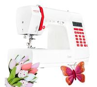 VERITAS Nähmaschine Claire I Computer-Nähmaschine Freiarm I 197 Stiche mit Speicherfunktion I Fußpedal I Alphabet & Zahlen I Einfädelhilfe, Fadenabschneider I LCD-Display & LED-Nählicht (weiß)