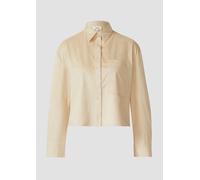 Verkürzte Hemdbluse in Velours-Optik 36 Beige 2173107.0805.36