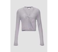 QS Cardigan in Ripp-Optik in Hellgrau, Größe XS