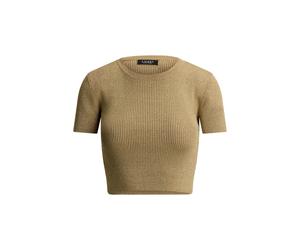 Verkürzter Metallic-Kurzarmpullover XL Gold