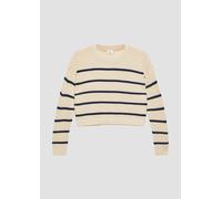 Strickpullover S.OLIVER JUNIOR, Mädchen, Gr. 170/176, nature stripe, Strick, Obermaterial: 100% Polyacryl, gestreift, casual, regular fit taillenbedeckt, Rundhals, Langarm Rippbündchen, Pullover, mit