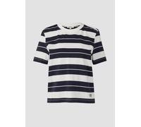 Verkürztes Baumwoll-Streifen-T-Shirt mit Patch 34 blau|weiß 2167882.59G6.34