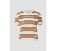 Verkürztes Baumwoll-Streifen-T-Shirt mit Patch 40 braun|weiß 2167882.84G6.40