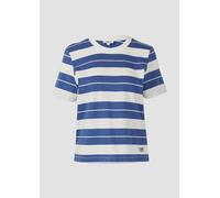 Verkürztes Baumwoll-Streifen-T-Shirt mit Patch 42 blau|weiß 2167882.55G6.42